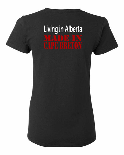 Living Alberta Made in Cape Breton Left Chest and Back Women's Tee