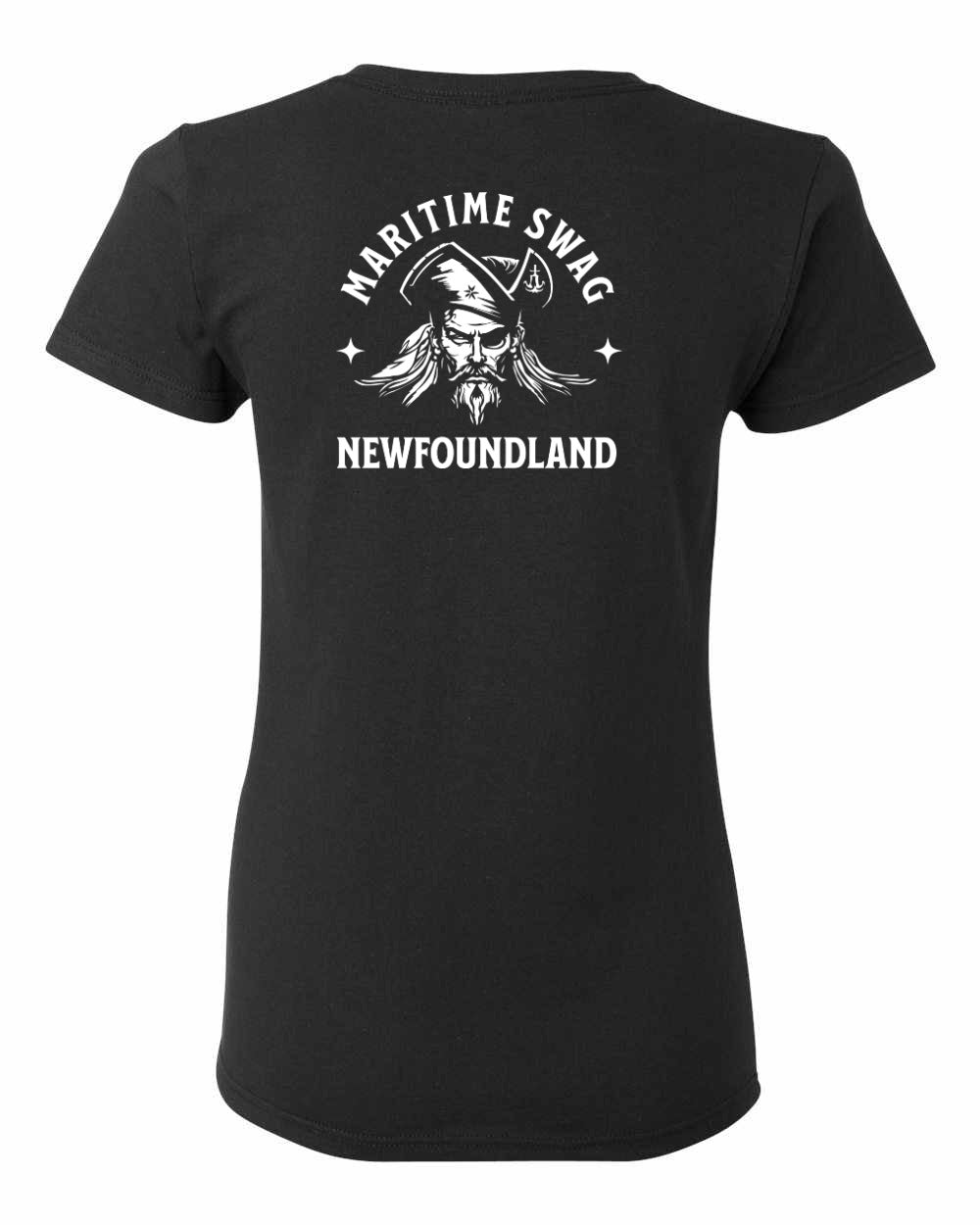 Maritime Swag NFLD Pirate Left Chest and Back Women's Tee