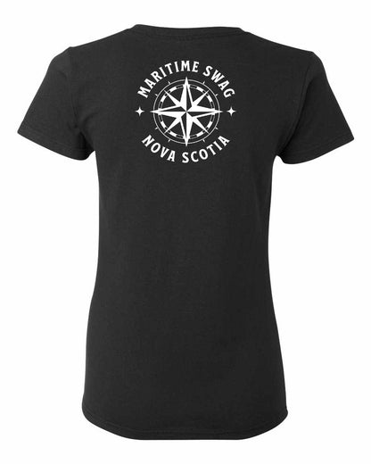 Maritime Swag Nova Scotia Compass Left Chest and Back womens-tee