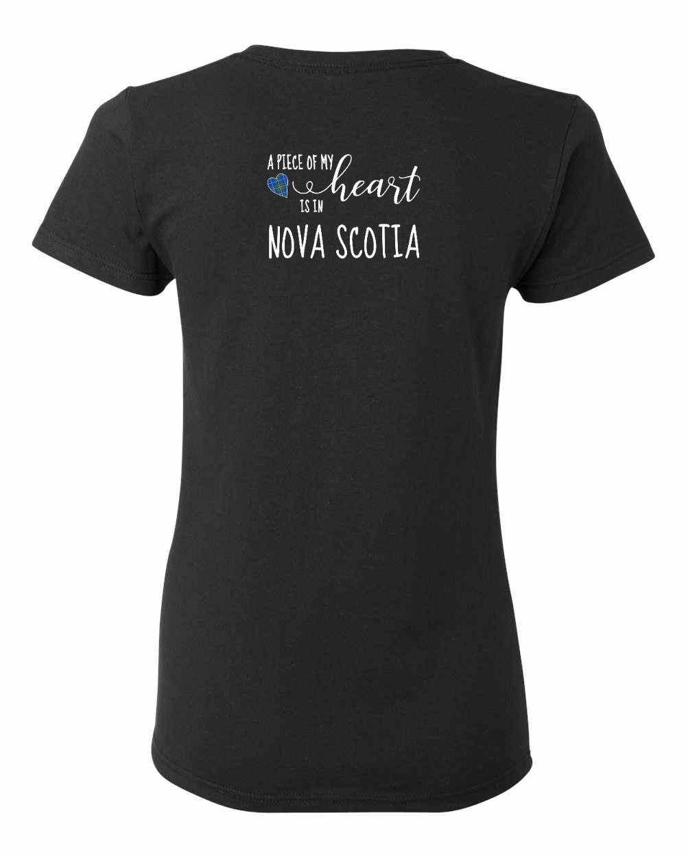 A piece of My heart in Nova Scotia (Tartan Heart) Left Chest and Back womens-tee