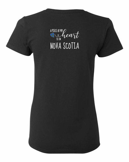 A piece of My heart in Nova Scotia (Tartan Heart) Left Chest and Back womens-tee