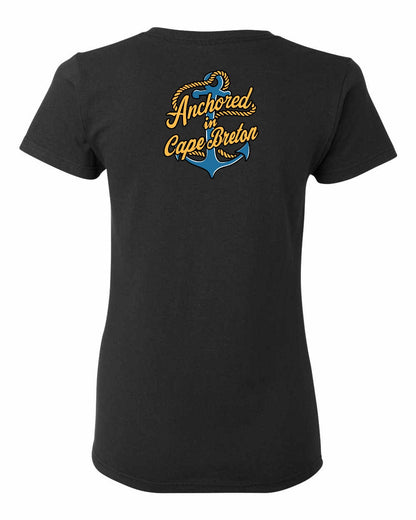 Anchored in Cape Breton (New Design) Left Chest and Back Women's Tee