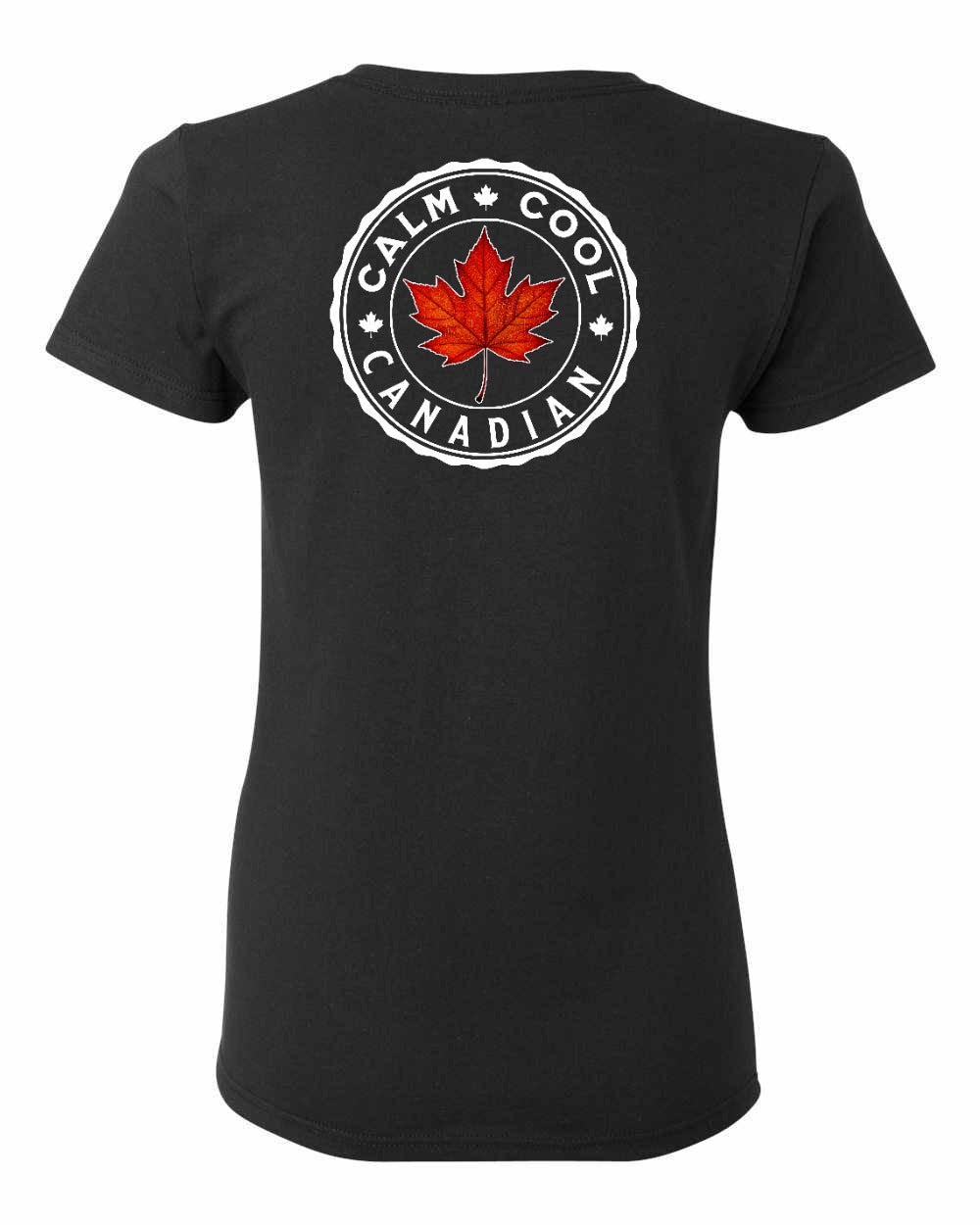 Calm Cool Canadian Leaf Left Chest And Back Women's Tee