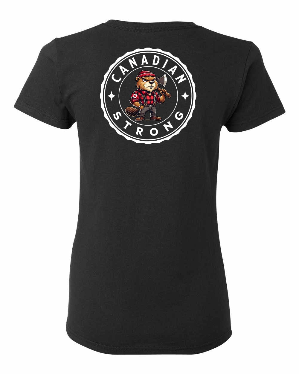Canadian Strong Beaver Left Chest and Back Women's Tee