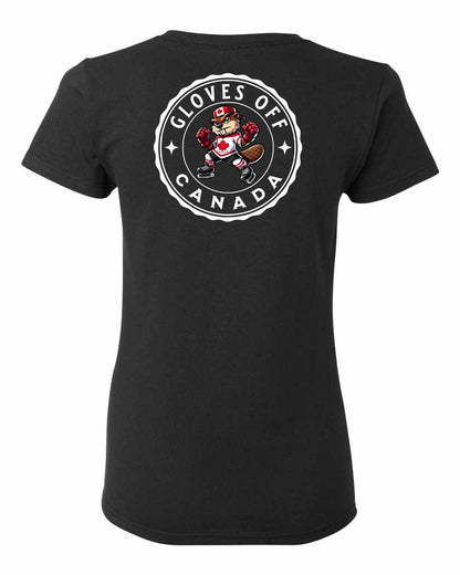 Gloves Off Beaver Left Chest And Back Women's Tee