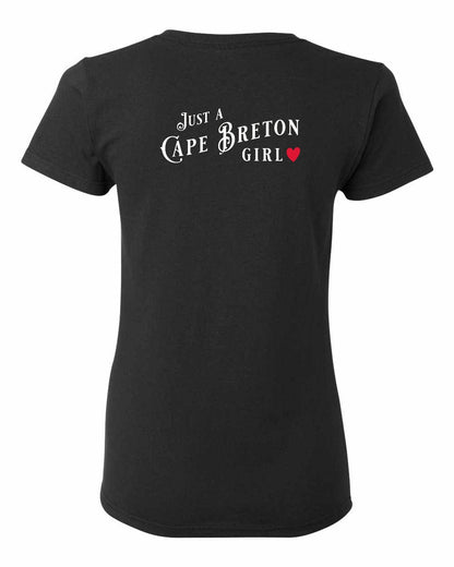 Just a Cape Breton Girl Red Heart Left Chest and Back Women's Tee