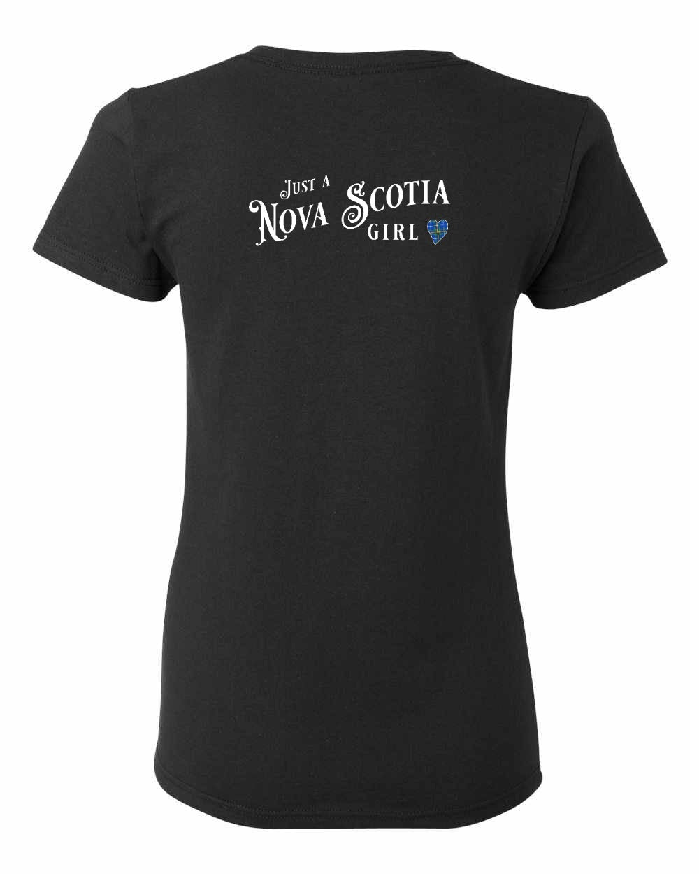Just a Nova Scotia Girl Tartan Left Chest and Back womens-tee
