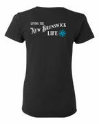 Living the NB Life blue Left Chest and Back Women's Tee