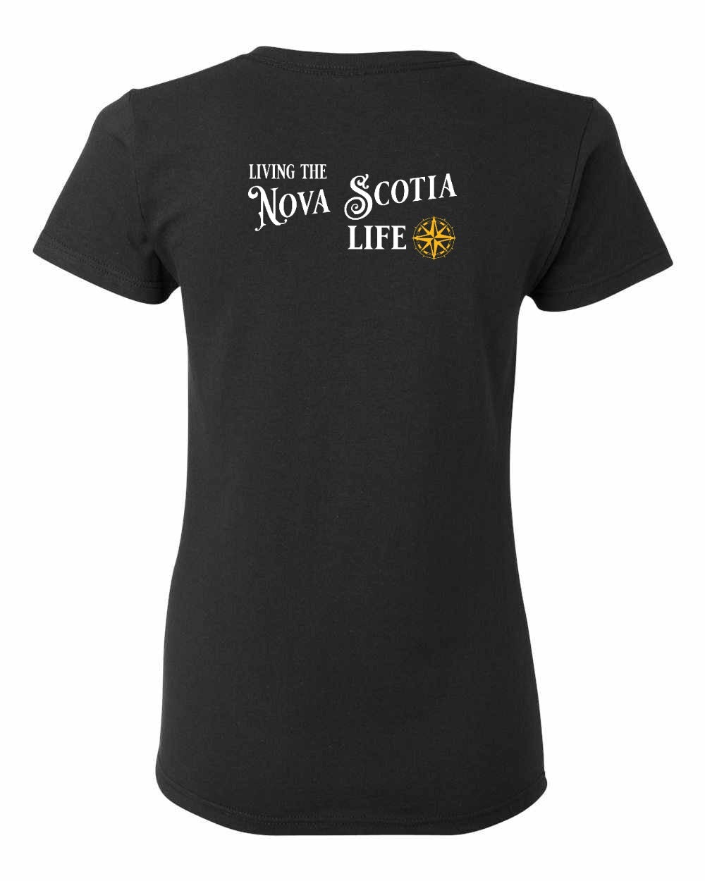 Living the NS Life yellow Left Chest and Back Women's Tee
