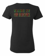 Made In NB ( Tartan Lettering) Left Chest and Back Women's Tee
