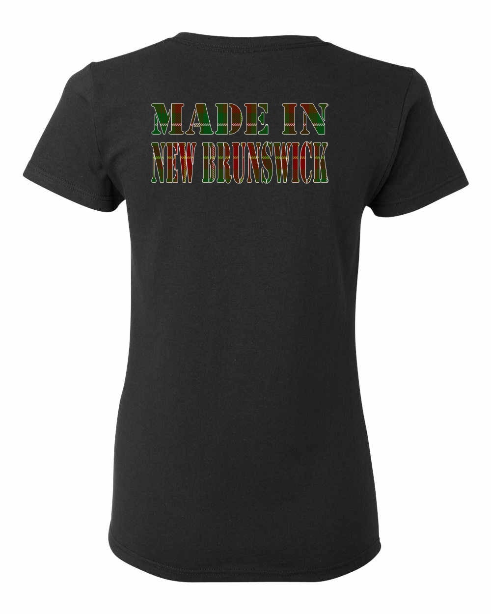 Made In New Brunswick ( Tartan Lettering) Left Chest and Back Women's Tee