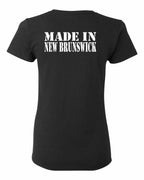 Made In NB ( White Lettering) Left Chest and Back Women's Tee