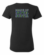 Made In NS ( Tartan Lettering) Left Chest and Back Women's Tee