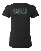 Made In NFLD ( Tartan Lettering) Left Chest and Back Women's Tee