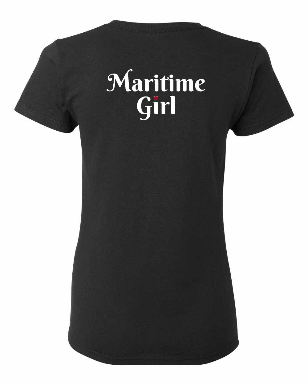 Maritime Girl Heart Dot Left Chest & Back Women's Tee