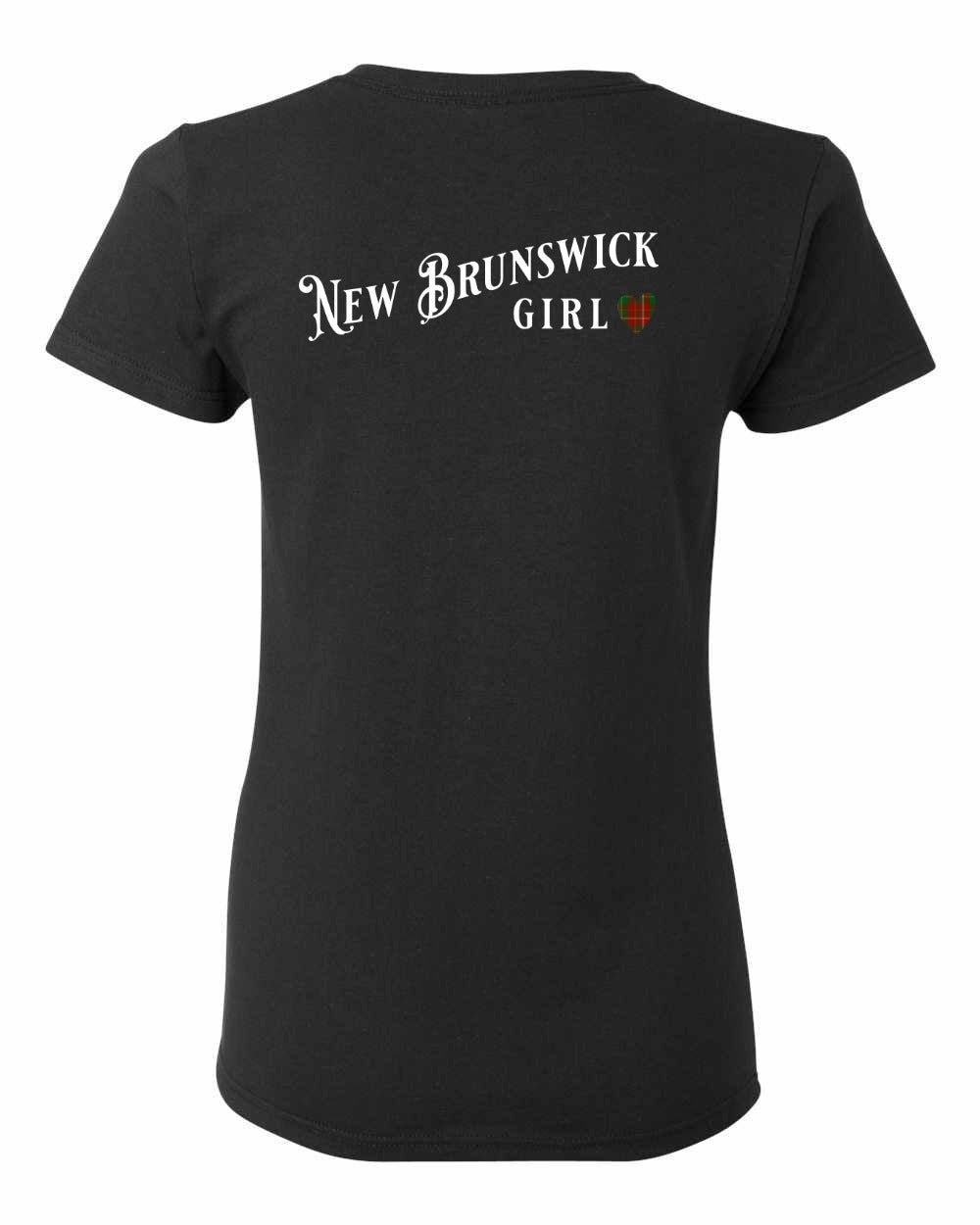 New Brunswick Girl Tartan heart Left Chest and Back Women's Tee