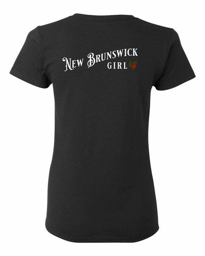New Brunswick Girl Tartan heart Left Chest and Back Women's Tee