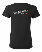NB Girl Red Heart Left Chest and Back Women's Tee
