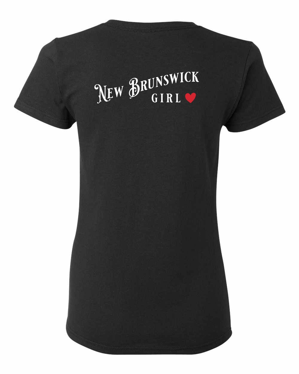 New Brunswick Girl Red Heart Left Chest and Back Women's Tee
