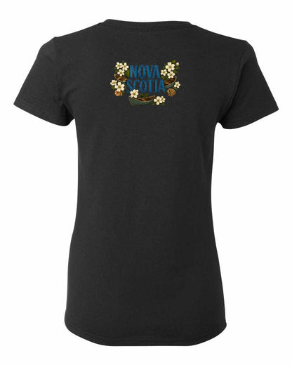Nova Scotia Flowers Left Chest and Back womens-tee