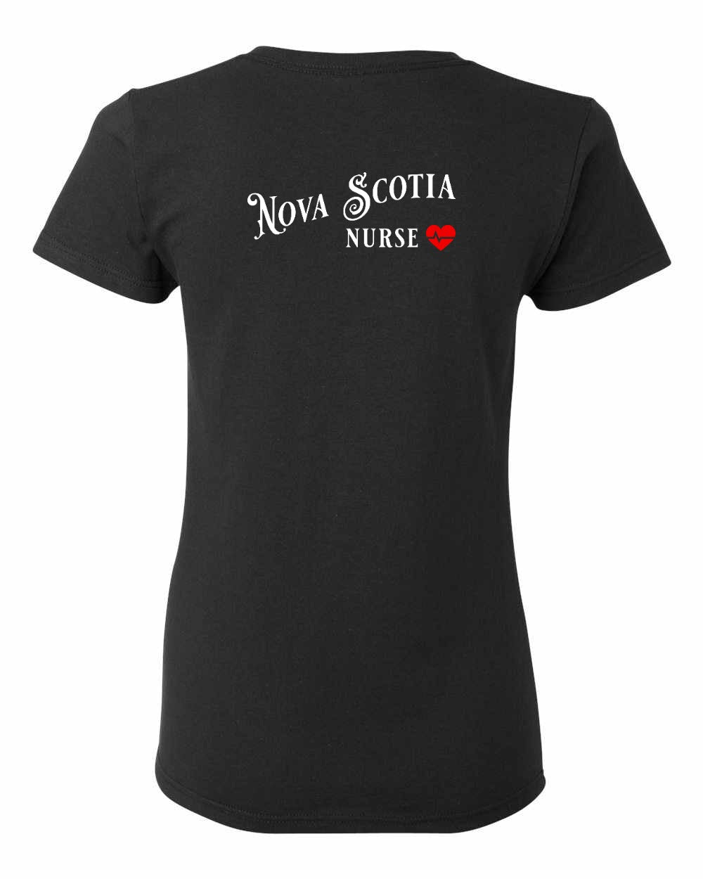 Nova Scotia Nurse Left Chest and Back womens-tee