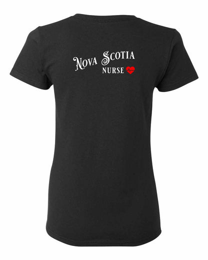 Nova Scotia Nurse Left Chest and Back womens-tee