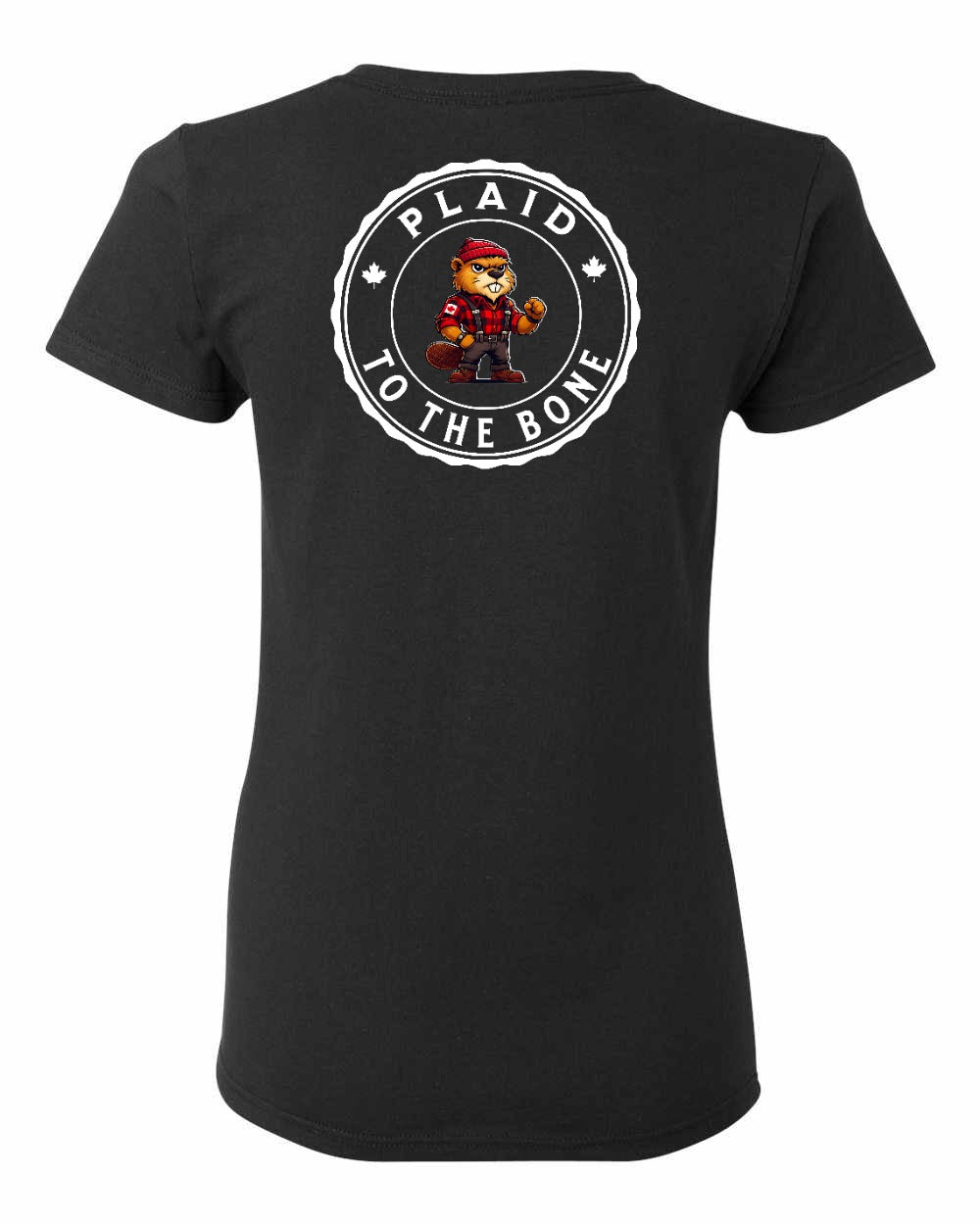 Plaid to the Bone Left Chest And Back Women's Tee