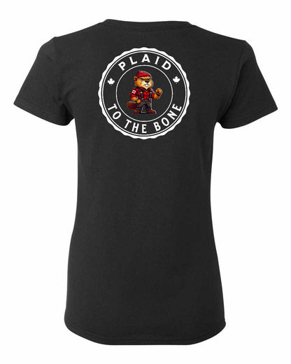 Plaid to the Bone Left Chest And Back Women's Tee