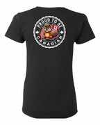 Proud to be Canadian Beaver Left Chest and Back Women's Tee - Gildan Canada (sewn Internationally)