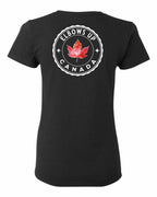 Elbows Up Leaf Left Chest and Back Women's Tee - Gildan Canada (sewn Internationally)