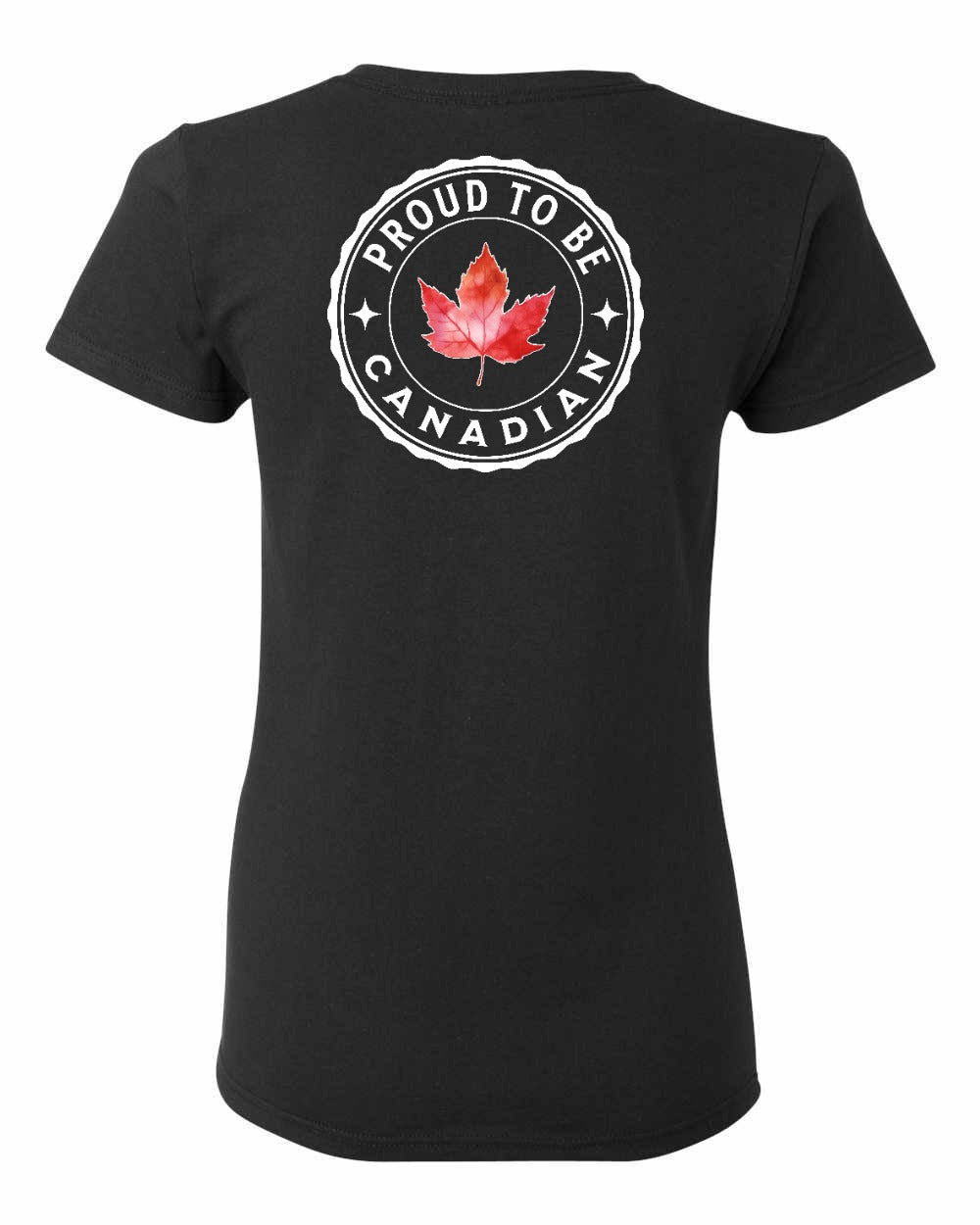 Proud to be Canadian Leaf Left Chest and Back Women's Tee