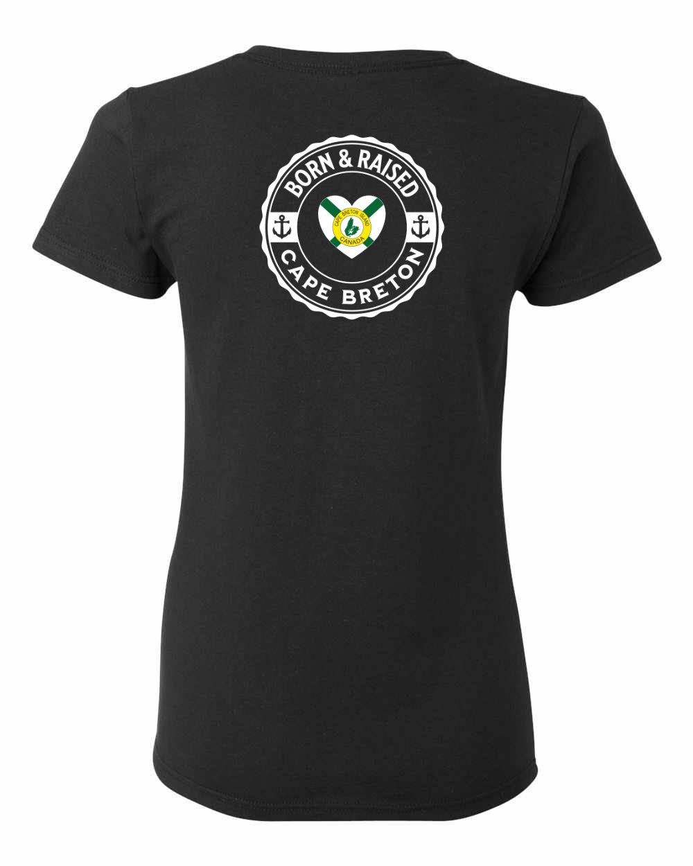 Born and Raised Heart Flag CB Left Chest and Back Women's Tee