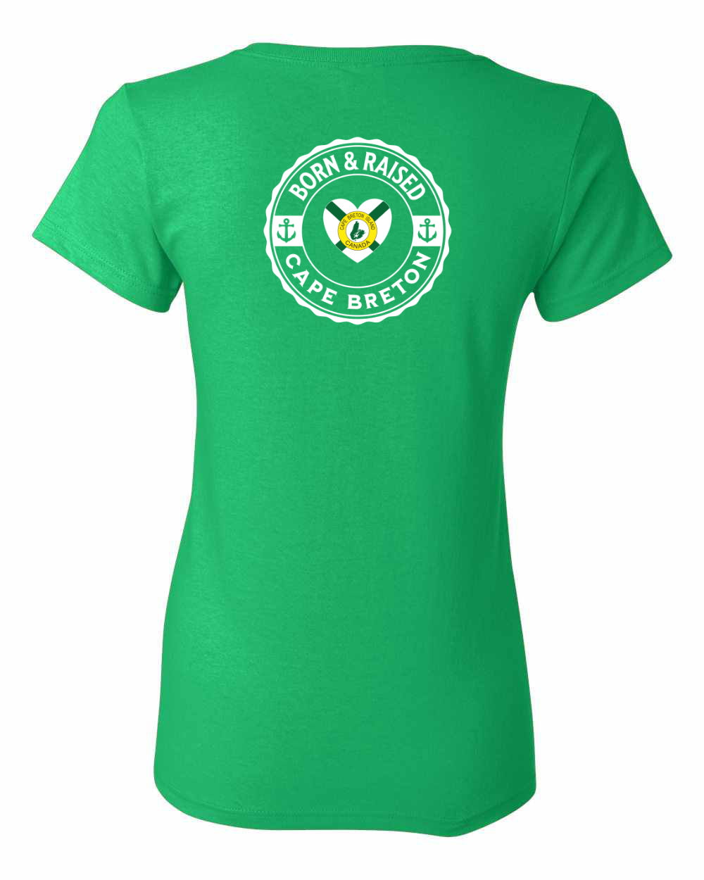 Born and Raised Heart Flag CB Left Chest and Back Women's Tee