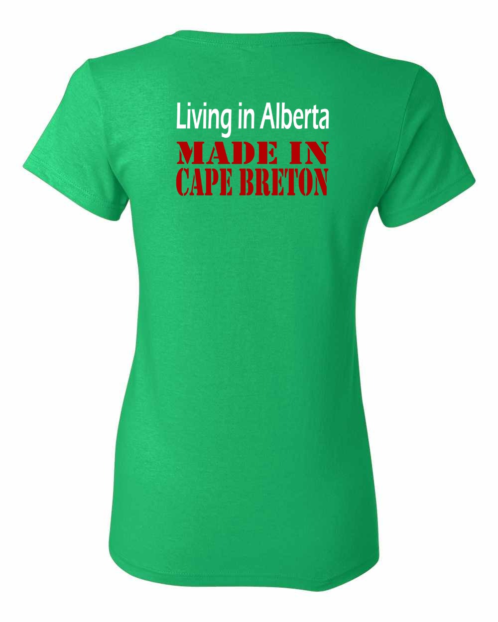 Living Alberta Made in Cape Breton Left Chest and Back Women's Tee