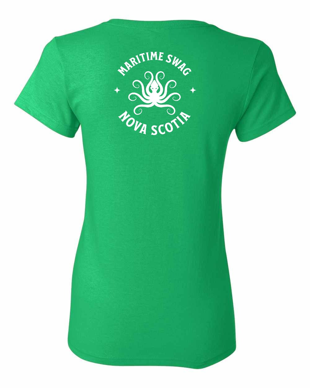 Maritime Swag Nova Scotia Octopus Left Chest and Back womens-tee