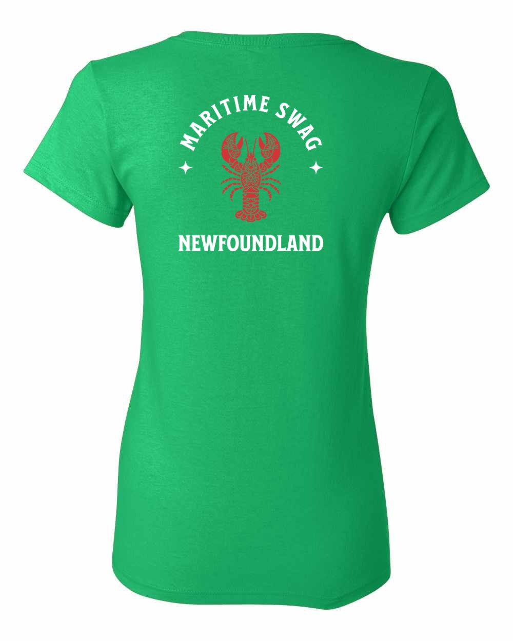 Maritime Swag NFLD Mandala Red Lobster Left Chest and Back Women's Tee