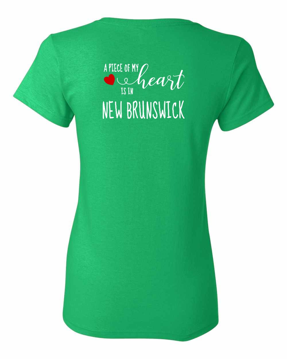 A piece of My heart in New Brunswick (Red Heart) Left Chest and Back Women's Tee