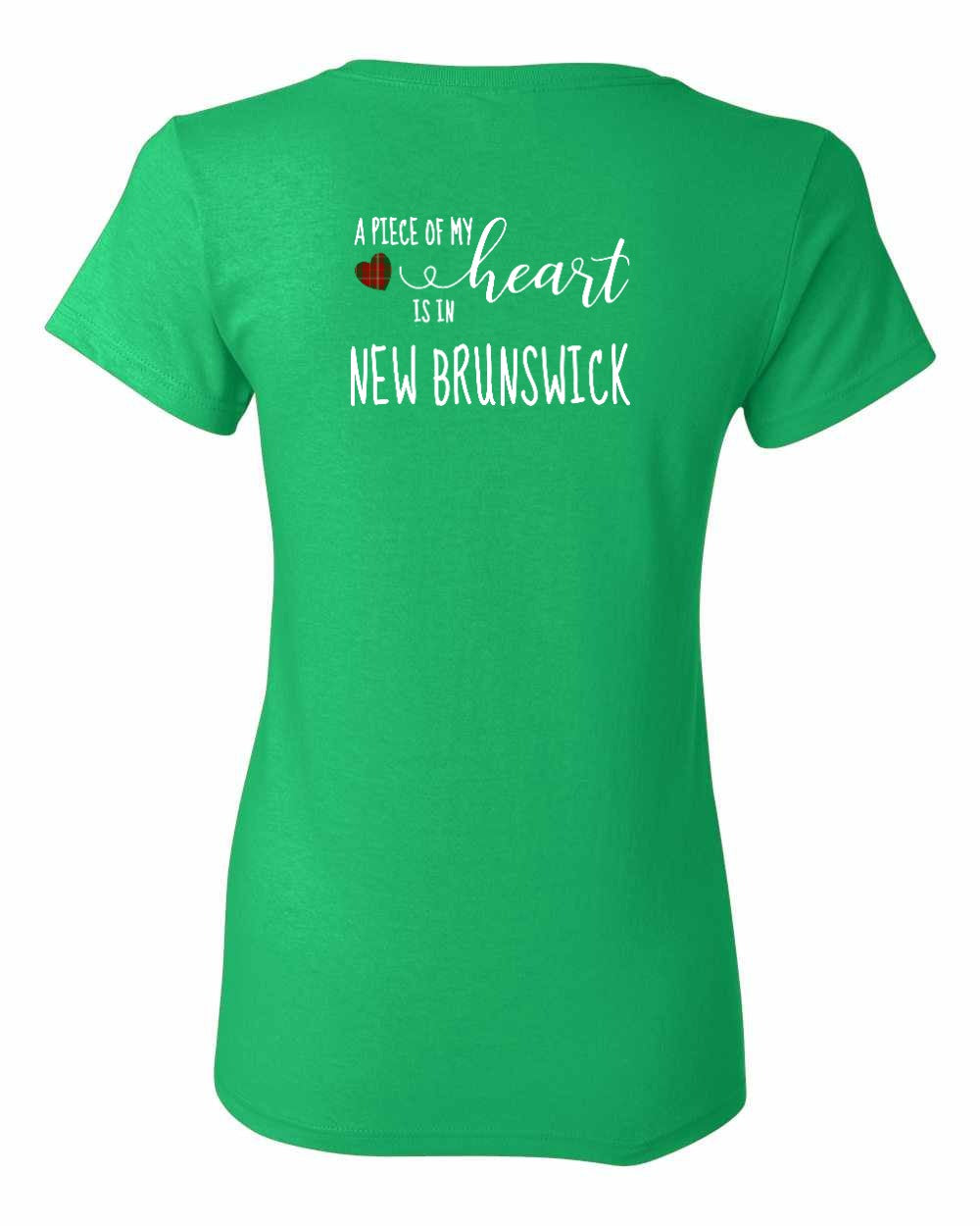 A piece of My heart in New Brunswick (Tartan Heart) Left Chest and Back Women's Tee