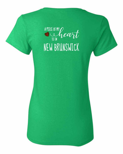 A piece of My heart in New Brunswick (Tartan Heart) Left Chest and Back Women's Tee