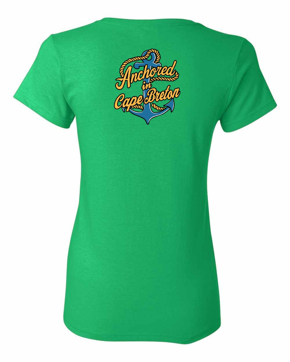 Anchored in Cape Breton (New Design) Left Chest and Back Women's Tee