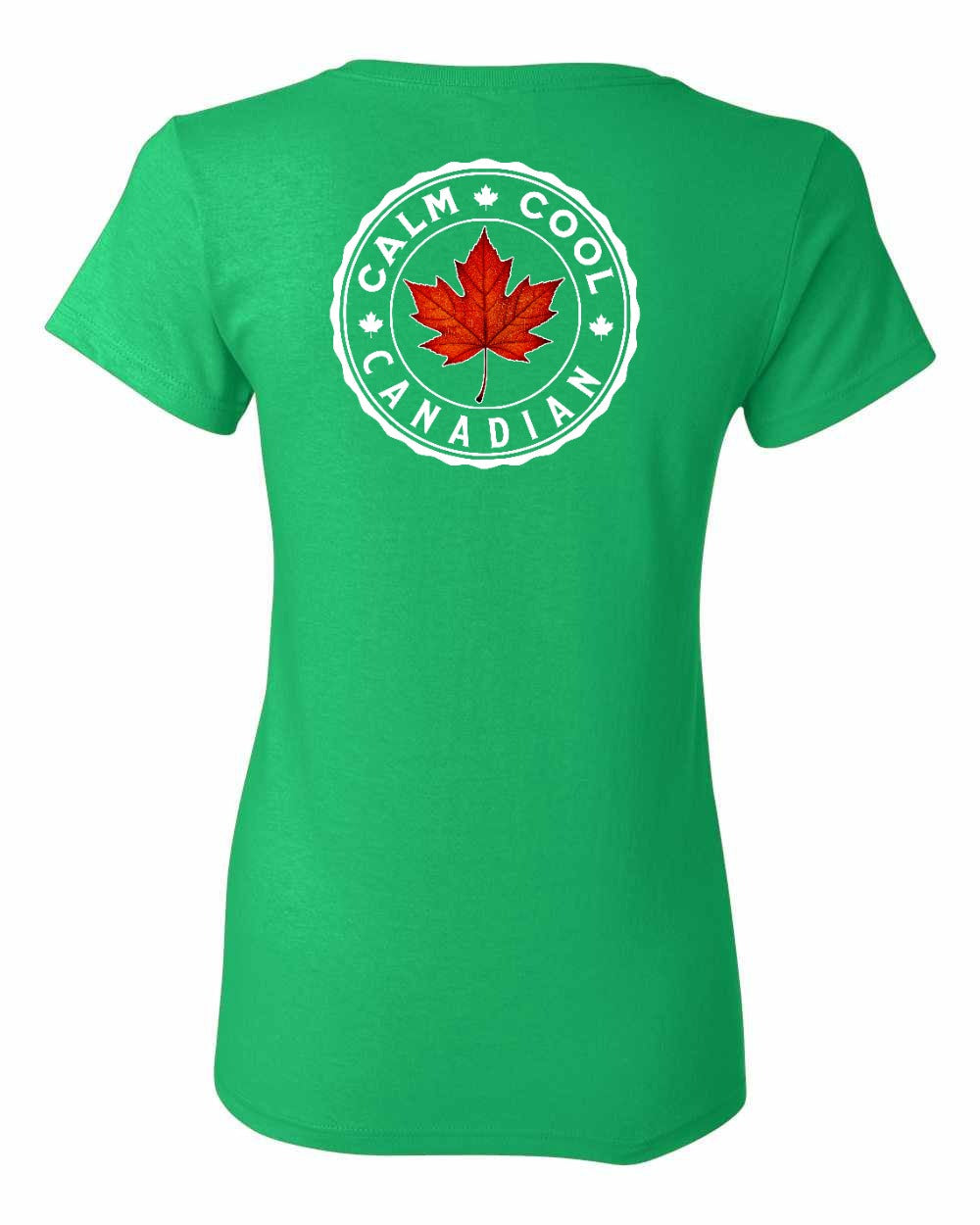 Calm Cool Canadian Leaf Left Chest And Back Women's Tee - Gildan Canada (sewn Internationally)