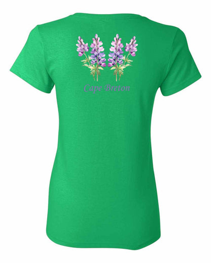 Cape Breton Lupin Left Chest and Back Women's Tee