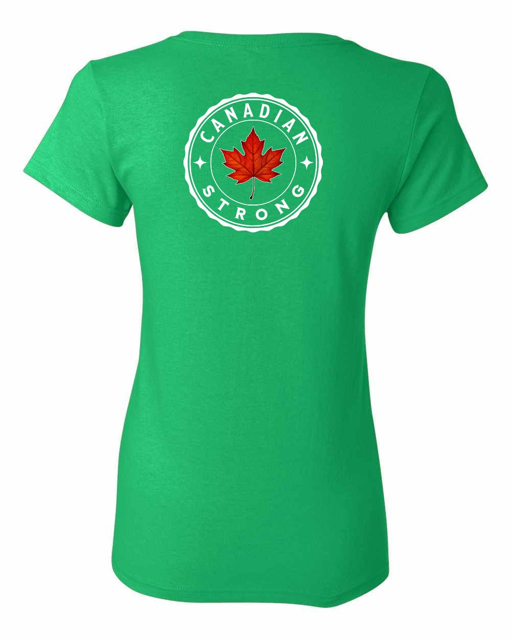 Canadian Strong Leaf Left Chest and Back Women's Tee - Gildan Canada (sewn Internationally)