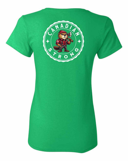 Canadian Strong Beaver Left Chest and Back Women's Tee