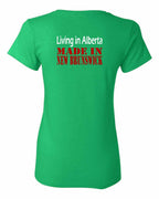 Living Alberta Made in NB Left Chest and Back Women's Tee