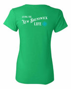 Living the NB Life blue Left Chest and Back Women's Tee