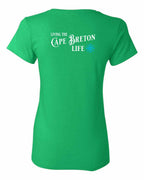 Living the CB Life blue Left Chest and Back Women's Tee