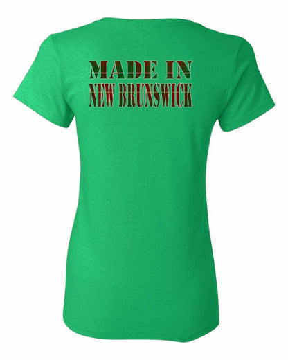 Made In New Brunswick ( Tartan Lettering) Left Chest and Back Women's Tee