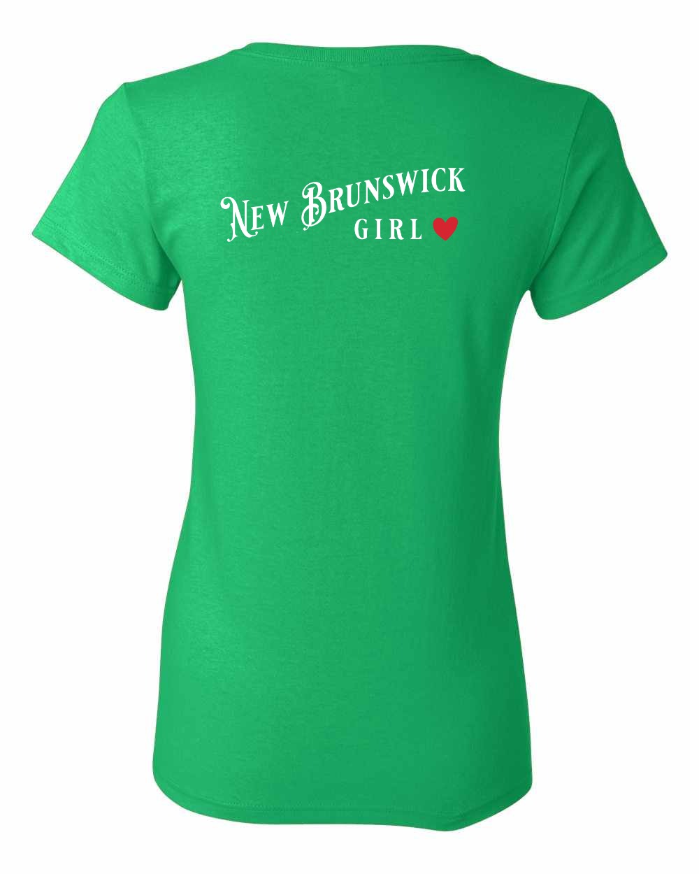 New Brunswick Girl Red Heart Left Chest and Back Women's Tee