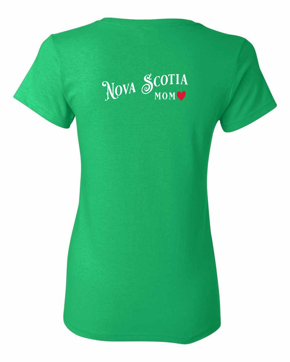 Nova Scotia Mom Left Chest and Back womens-tee